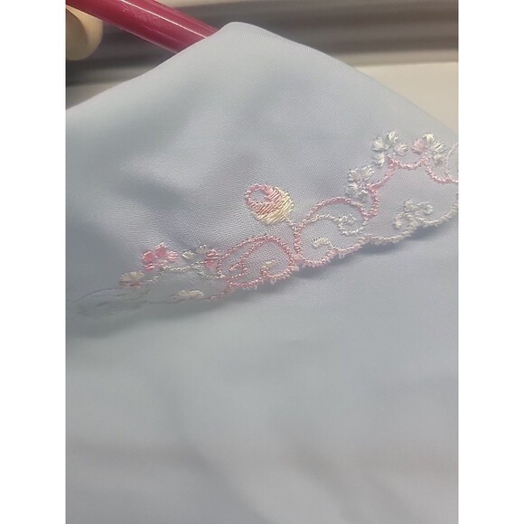 Vtg 80s Secretary Blouse Blue Office Sheer Floral Collar Pocket Sz XL - Picture 8 of 13